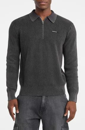 Guess Organic Cotton Half Zip Sweater in Black at Nordstrom, Size X-Large