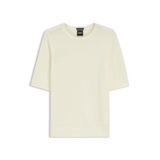 BOSS Short-sleeved sweater in merino wool