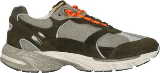 Crime London Green Fugitive 9094 Leather Mesh Used-Effect Sneakers