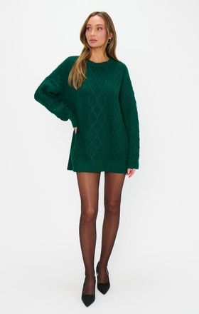 Show me your Mumu Canyon Tunic Sweater in Emerald Cable Knit at Nordstrom, Size Medium