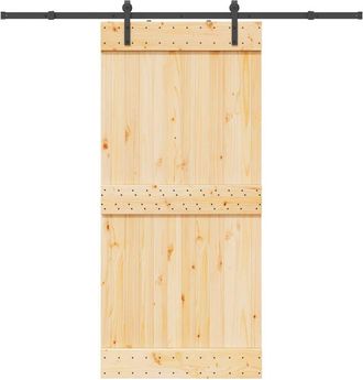 vidaXL Puerta Corredera Con Herrajes Madera Maciza De Pino 95x210 Cm Vidaxl