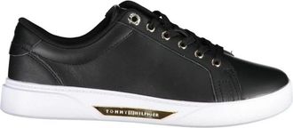 Tommy Hilfiger Lace-up Sports Sneakers met Contrasterende Zool - Dames - Sneakers - Zwart - 37 EU - Leer - Schoenen
