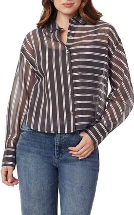 Scotch & Soda Cropped Button Front Shirt in Brown Stripe at Nordstrom Rack, Size X-Small