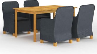 vidaXL Juego De Comedor Para Jard&iacute;n De 5 Piezas Gris Oscuro Vidaxl