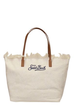 MC2 Saint Barth Textured Floral Tote Bag with Leather Handles