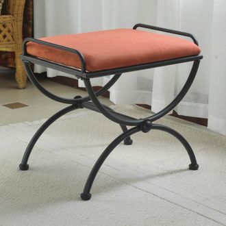 International Caravan Inc Iron Upholstered Vanity Stool