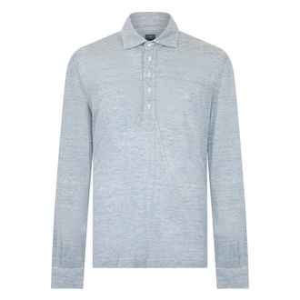 Fedeli Elegante Polo met Lange Mouwen - Heren - Polos - Blauw - L - Linnen - Tops