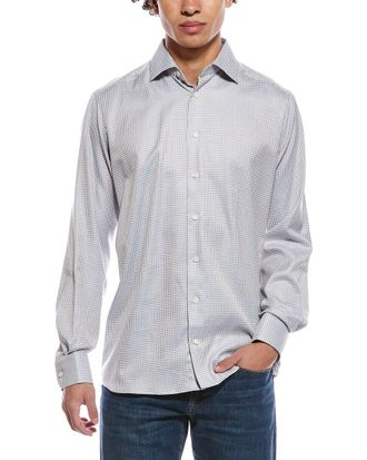 Eton Check Melange Signature Twill Contemporary Fit Shirt