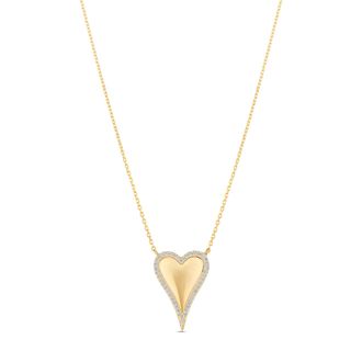 SHYMI Pav&eacute; Outline Heart Necklace -.925 Sterling Silver, 14k Gold-Plated - Rhodium Plated, Cubic Zirconia Pav&eacute; Detailing, Adjustable Chain