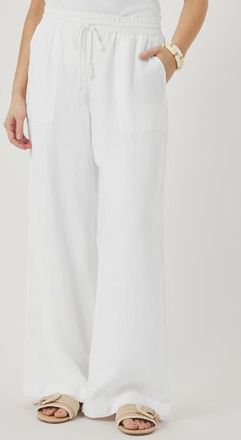 Splendid Stella Paperbag Linen Wide Leg Pants in White at Nordstrom, Size X-Small