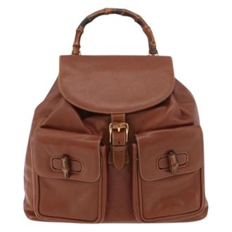 Gucci Pre-owned Backpacks, unisex, Brown, Size: ONE SIZE Pre-owned Vintage bamboo backpack