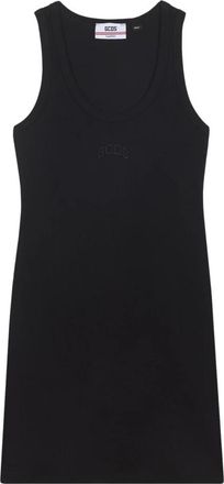 GCDS Embroidered Dress - Dames - Korte kleedjes - Zwart - S - Katoen - Kleedjes