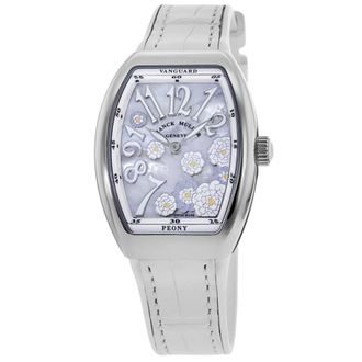 Franck Muller Vanguard Limited Edition Lady Peony 32mm Mother of Pearl Dial Leather Strap Womens Watch V 32 QZ MOP BC AC BC
