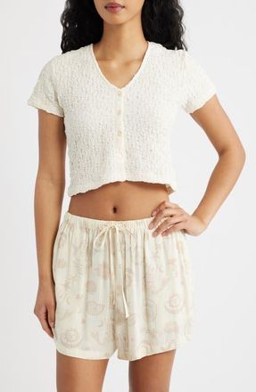 Rip Curl Sunset Luau Textured Crop Top in Shell at Nordstrom, Size X-Small