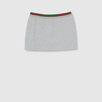 Gucci Cotton Jersey Skirt With Web, Grey, Ready-to-wear