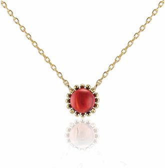 House of Frosted 14K Yellow Gold Garnet Cabochon Pendant Necklace at Nordstrom Rack, Size 16