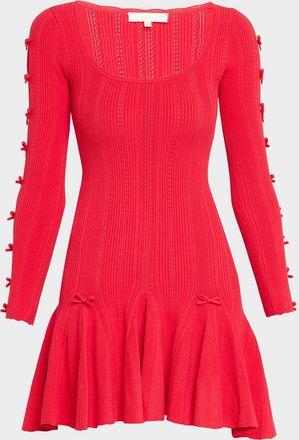 LoveShackFancy Seychelle Bow Pointelle Mini Dress