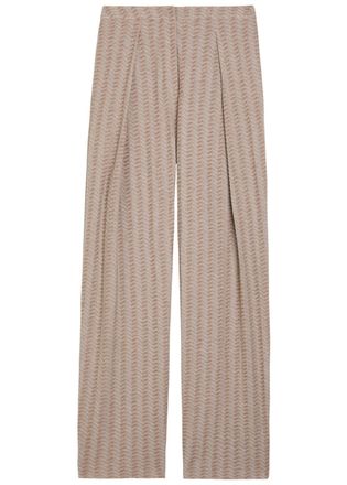 Emporio Armani Chevron-knit Straight-leg Cotton-blend Trousers - Beige - 48 (UK16 / XL)