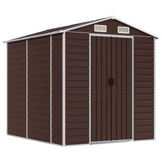 Berkfield Home Garden Shed Brown 191x215x198 cm Galvanised Steel | Size: 191 x 215 x 198 cm