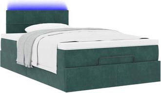 vidaXL Ottoman Bed with Mattress & LEDs Dark Green 120x200cm Velvet Vidaxl