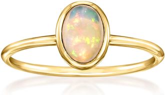 Ross-Simons Bezel-Set Opal Ring in 14kt Yellow Gold