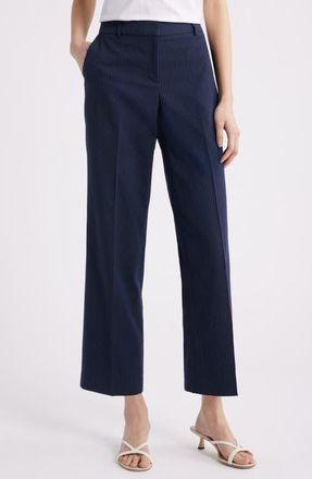 Anne Klein Stripe Straight Leg Ankle Pants in Distant Mountain/Black at Nordstrom, Size 10