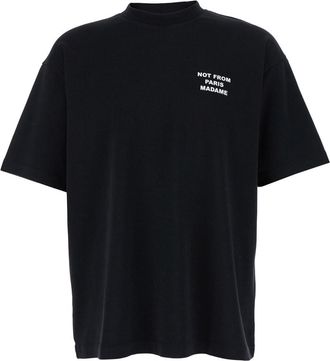 Drôle de Monsieur Black Crewneck T-shirt With Slogan Print On The Front And Back In Cotton Man