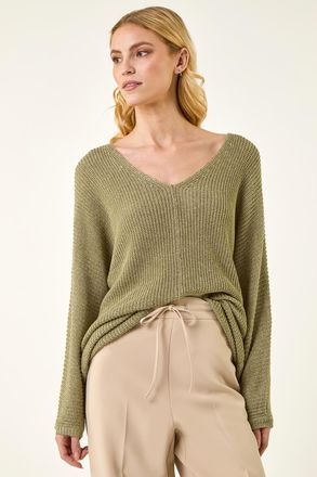 Roman Textured V-Neck Boyfriend Jumper