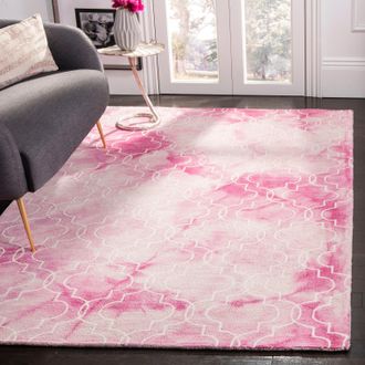 Safavieh Dip Dye Hand Made Area Rug, Rose / Ivory Contemporary Style Non Shedding