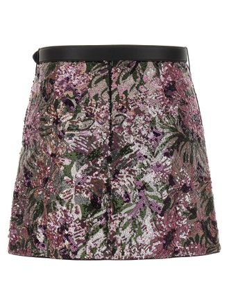 Self Portrait Floral Sequin Mini Skirt