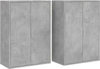 vidaXL Sideboards 2 pcs Concrete Grey 60x31x84 cm Engineered Wood Vidaxl