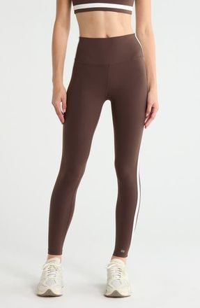 SPLITS59 Bianca High Waist Rigor 7/8 Leggings in Dark Chocolate/white at Nordstrom, Size X-Large