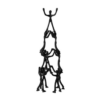 The Libra Company Tower of Humans Sculpture - Aluminium - L20.5 x W20.5 x H62 cm - Black