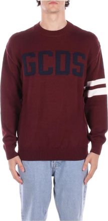 GCDS Maglia Logo frontale - Heren - Ronde hals truien - Rood - L - Wol - Truien & Vesten