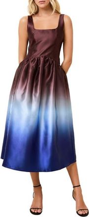 Solid & Striped The Gianna Ombré Colorblock Satin Dress in Twilight /Raisin Brown at Nordstrom, Size X-Large