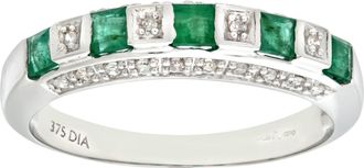 Jewelco London 9ct White Gold Diamond Square Emerald 5 Stone Eternity Ring 2.5mm - PR0AXL6994WEM