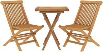 vidaXL 3 Piece Garden Dining Set Solid Wood Teak vidaXL