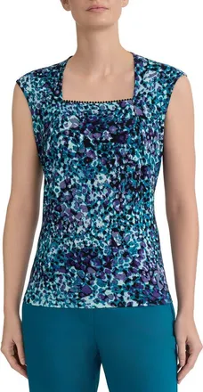 Kasper Square Neck Tank in Bottle Teal Mlt at Nordstrom, Size X-Large