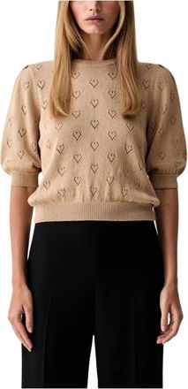 Twinset Ronde hals gebreid - Dames - Ronde hals truien - Beige - L - Kasjmier - Truien & Vesten