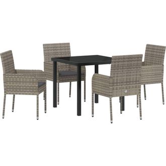 vidaXL Vidaxl - Conjunto De Comedor De Jard&iacute;n Con Coj&iacute;n 5 Pcs Gris Polirat&aacute;n