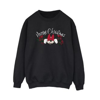 Disney Dames/Dames Minnie Mouse Kerstmis Holly Sweatshirt (Zwart)
