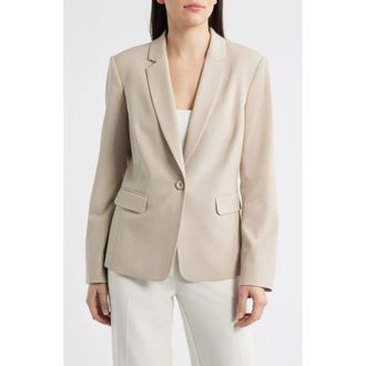 Tahari by ASL One-Button Blazer in Sand at Nordstrom, Size 12P
