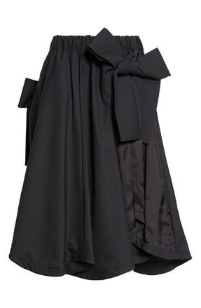 Comme Des Gar&ccedil;ons Tropical Wool Bow Skirt in Black at Nordstrom, Size Large