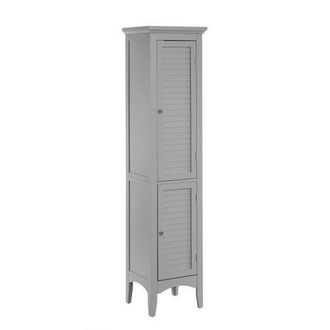 Teamson Home Glancy Wooden Linen Tower Tall Bathroom Cabinet Grey With Storage