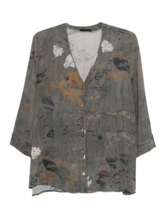 Transit Par-Such floral-print button shirt - women - Viscose - 46 - Grey
