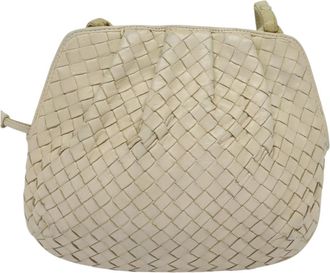 Bottega Veneta Intrecciato White Leather Shoulder Bag (Pre-Owned)