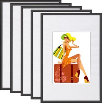 Woltu Woltu - Marcos De Fotos 21x29.7 Cm A4 Para Pared Y Mesa Decoraci&oacute;n Del Hogar Juego De 5 Marco De Foto Moderno De Estilo Para Fiestas Cumplea&ntilde;os Boda R