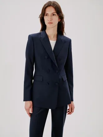 Another Tomorrow Double-Breasted Jacket in Navy at Nordstrom, Size 40