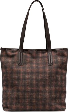 Leathersmith of London tartan-check print tote bag - men - Cotton - One Size - Brown