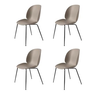 GUBI Beetle Dining Chair, Conic Base schwarz / new beige (4er Set)